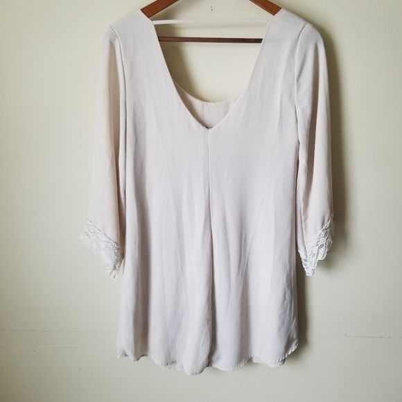 Astr Boho Mini Dress Scoop Neck Open Back In Cream Size Small EUC - Picture 4 of 13